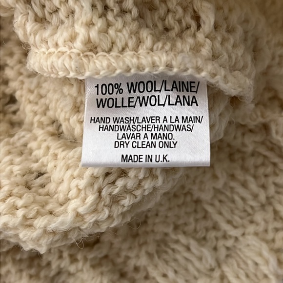 NWT!! British Wool Cream Fisherman’s Knit Cardigan L - Picture 8 of 8